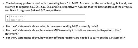 Solved The Following Problems Deal With Translating From C Chegg