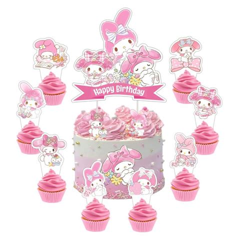 Pcs My Melody Cake Topper And Cupcake Toppers Set Sanrio Birthday