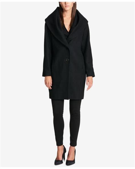 Dkny Shawl Collar Walker Coat In Black Lyst