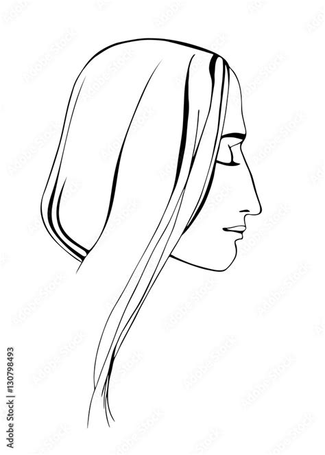 Girl Profile Head With Eyes Closed Stock Vector Adobe Stock