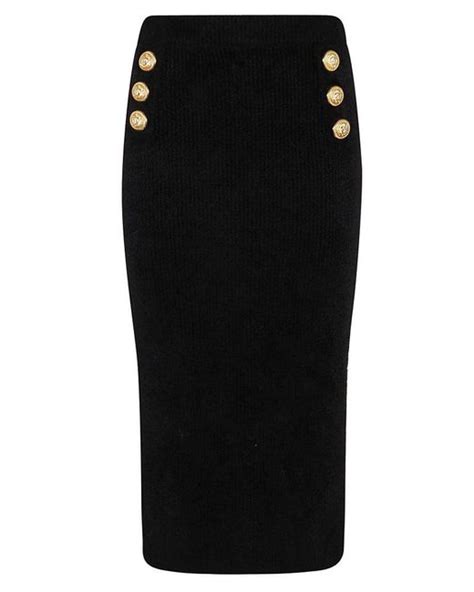 Balmain Synthetic High Waist Midi Pencil Skirt In Black Lyst Canada