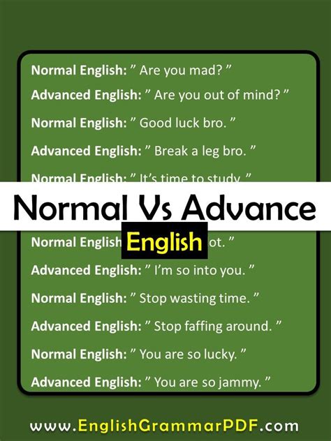 50 Normal English Vs Advanced English Sentences Pdf Here All The Most