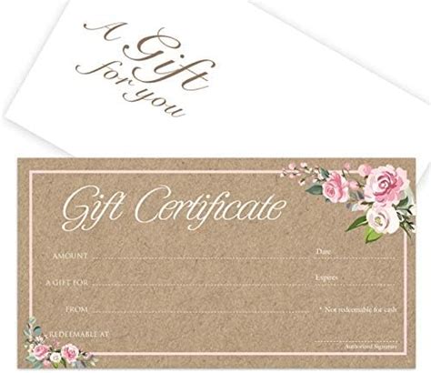 Amazon Sets Blank Gift Certificates With Envelopes X