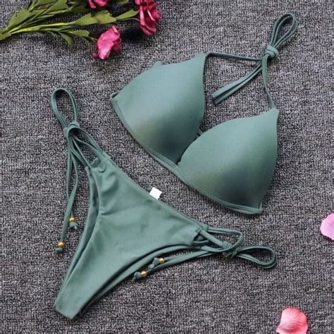 Bikini damskie P zieleń wojskowa L Lunzo pl