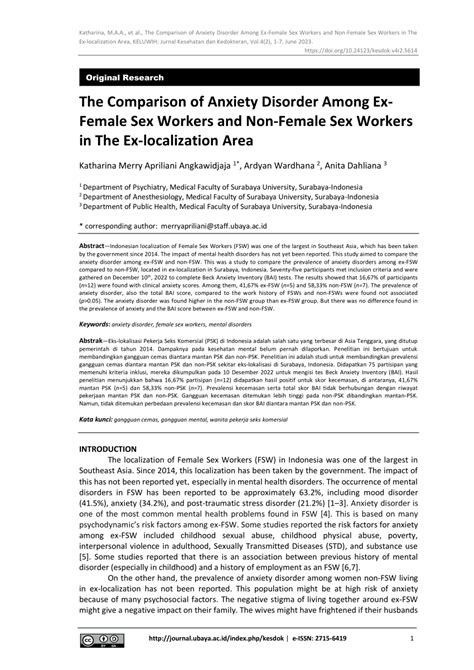 Pdf The Comparison Of Anxiety Disorder Among Ex Female Sex Workers