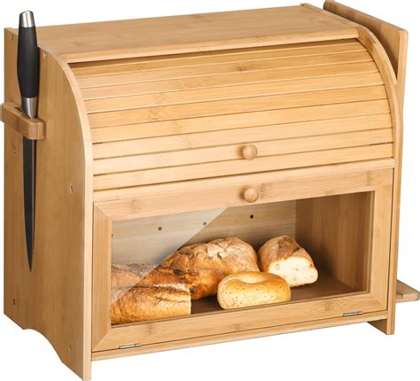 Amazon HOMEKOKO Double Layer Large Roll Top Bread Box For Kitchen