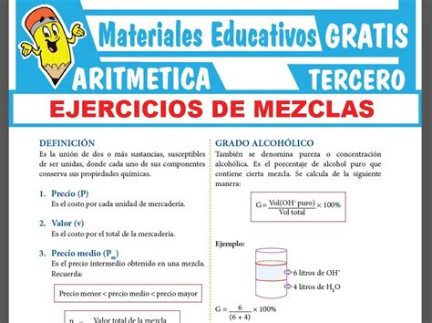 Ejercicios De Mezclas Para Tercer Grado De Secundaria GRATIS