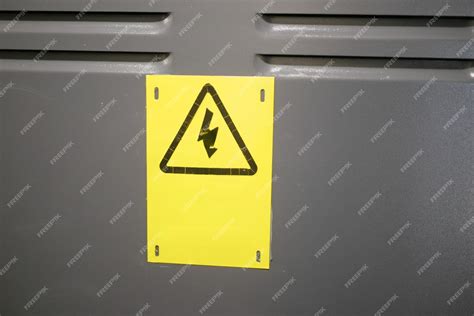 Premium Photo | The triangular yellow sign of the danger of electric shock