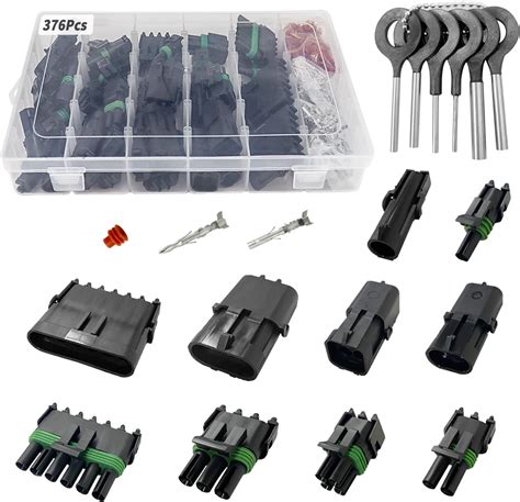 376pcs 25 Kits Waterproof Automotive Electrical Wire Connector 1 2 3 4 6 Maleandfemale