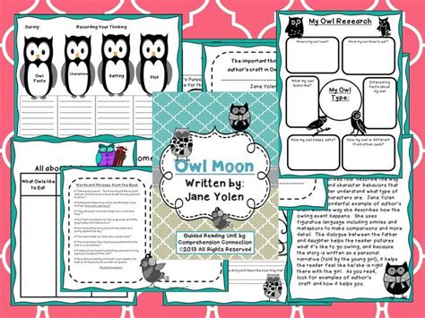 Owl Moon By Jane Yolen Reading Activities Figurative Language Winter