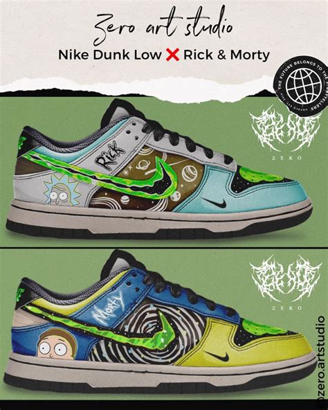 NIKE dunk low X Rick & Morty custom concept by @zero.artstudio on instagram | Nike dunk low ...