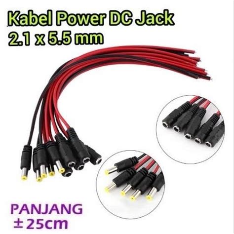 Jual Jack Dc Male Connector Kabel Power Colokan Cctv Arduino 21x55mm