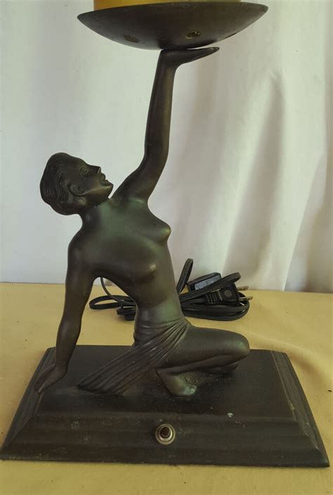 Rare Original Art Deco S S Nude Lady Metal Frankart Era Lamp