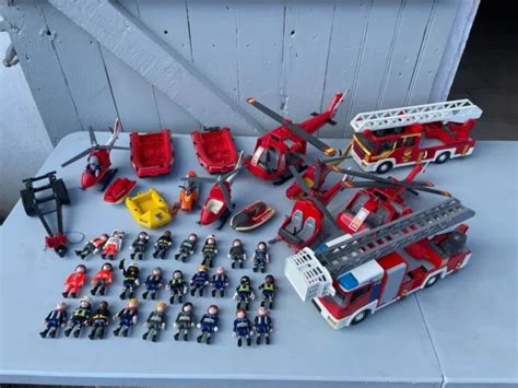 Lot Playmobil Pompiers V Hicules Et Personnages Eur Picclick Fr