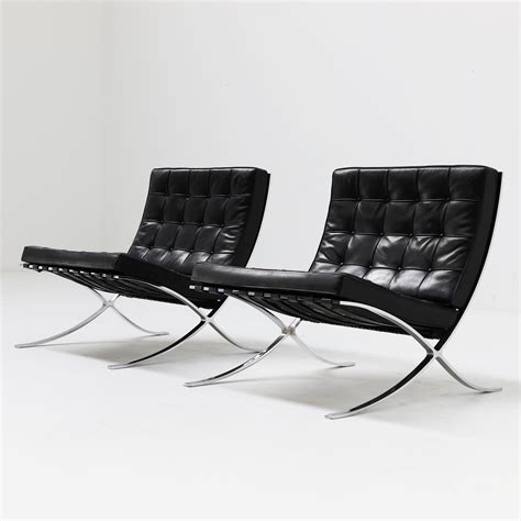 Pair Of Barcelona Lounge Chairs By Ludwig Mies Van Der Rohe For Knoll