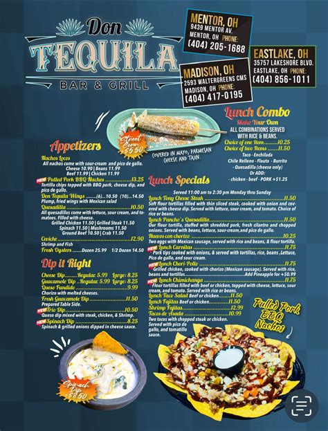 Menu Don Tequila Eastlake