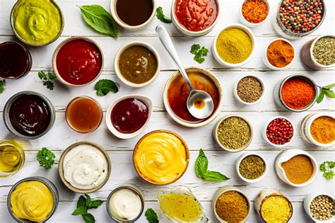 Set Of Different Dip Sauces Stock Photo Download Image Now