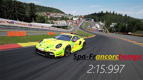 ACC 1 9 5 Porsche 992 GT3 R 2 15 997 Spa Francorchamps Hotlap YouTube