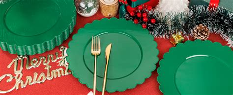 Amazon Sut Pcs Christmas Plates Disposable Christmas Plastic