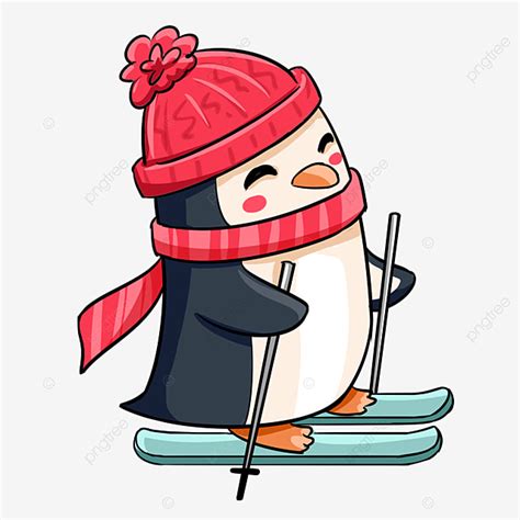 Penguin Skiing Clip Art