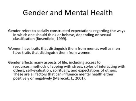 Gender And Mental Health