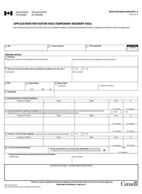 Canada IMM 5257 Fill Out Printable PDF Forms Online