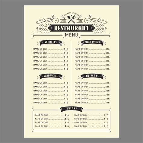 Printable Blank Menu Templates | Restaurant menu template, Printable menu template, Menu restaurant