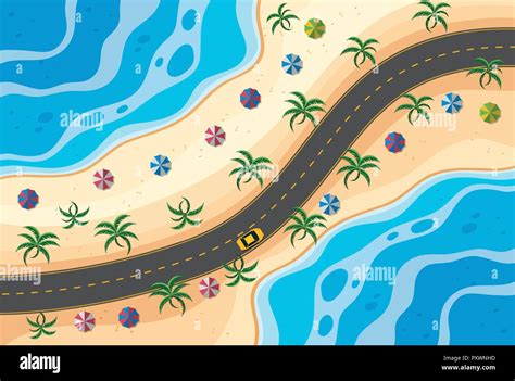 Aerial view of beach and road illustration Stock Vector Image & Art - Alamy