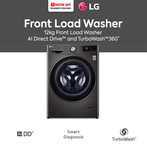 Lg 12kg Inverter Front Load Washer Fv1412s3b Ai Direct Drive Turbowash 1nowmy Digimate Best