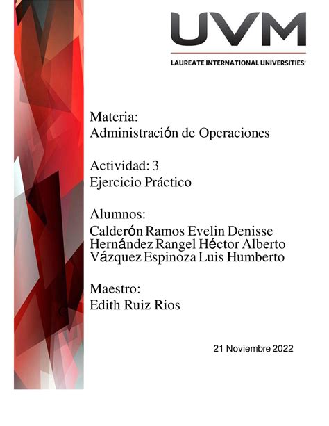 A E Administracion De Operaciones C Materia Administraci N De