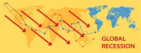 Global Recession 2023 Graph And Stock Market Slump Stock Vector