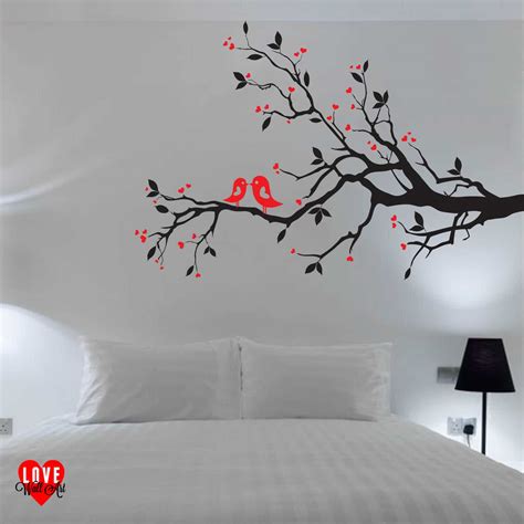 Love Birds On A Branch With Hearts Design Wall Art Wall Sticker