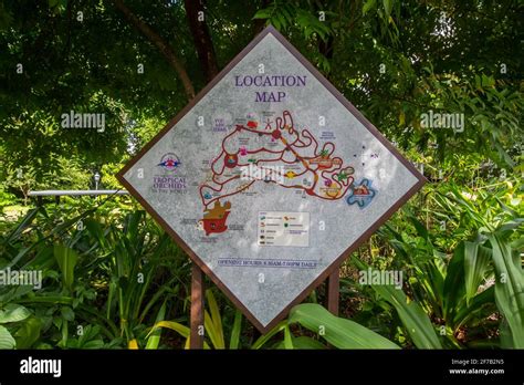 Map of National Orchid Garden against the lush greenery, Singapore ...