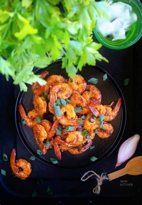 Asian Chili Garlic Shrimp Prawn Video Nish Kitchen In