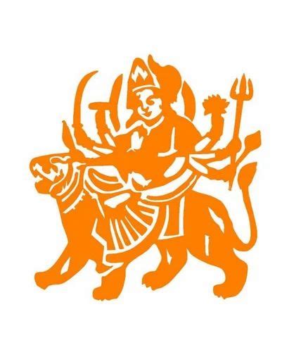 Maa Durga Stylish Creative Vinyl Radium Sticker Durga Mata Between 35cm 50cm Orange Glow