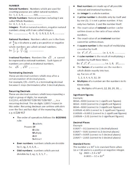 Igcse Formula Cheat Sheet Docx