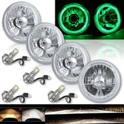 Green Led Halo Angel Eye Crystal Clear Headlight W K Led Bulb