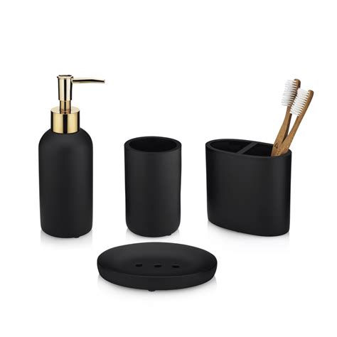 Essentra Home Matte Black Bathroom Accessory Set Complete Set Includes