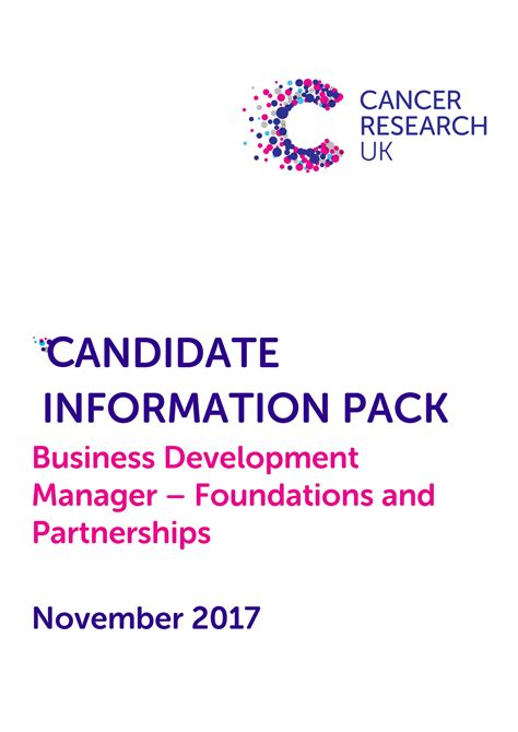 Cancer Research UK Candidate Pack BD Manager Foundations