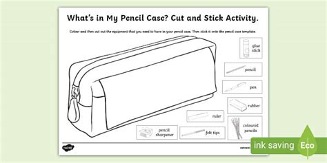 Whats In My Pencil Case Equipment Template Twinkl