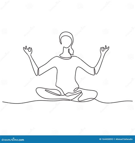 Continuous One Line Drawing Of Namaste Yoga Girl Woman Doing