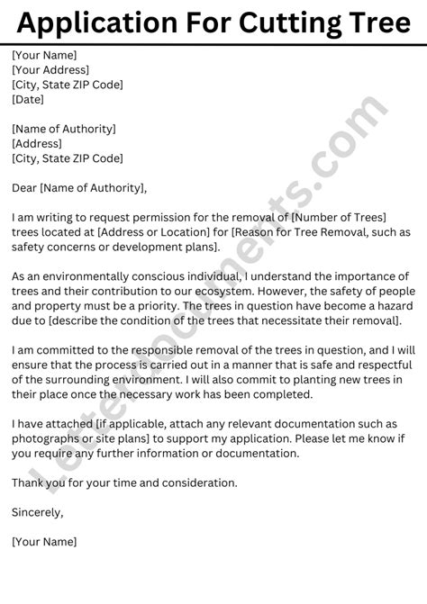 Application For Cutting Tree Letterdocuments