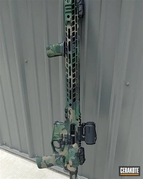 Custom Woodland Camo Ar 15 Cerakoted Using Highland Green Sniper Green