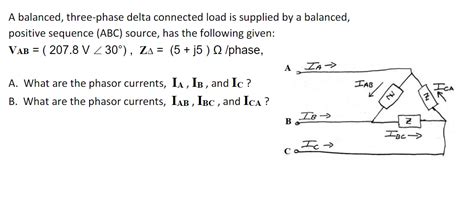 Solved A Balanced Three Phase Delta Connected Load Is