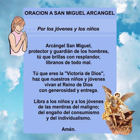 Oración a San Miguel Arcangel por los jóvenes y los niños Oraciones