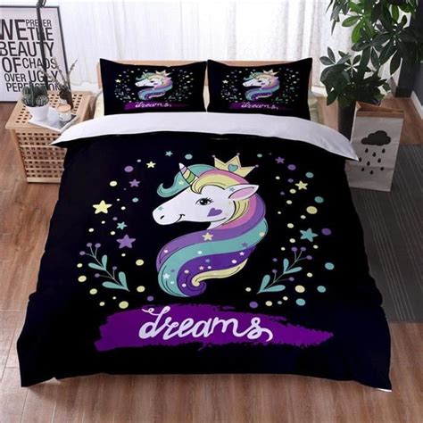 Housse De Couette D Licorne Arc En Ciel Impression Microfibre Avce