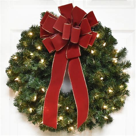 The Holiday Aisle Pre Lit 24 Christmas Wreath With Red Velvet Bow