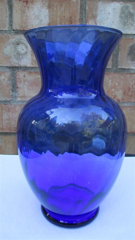 11 Vintage Cobalt Blue Glass Swirled Greek Urn Vase