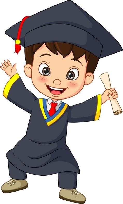 Descargar Niño Pequeño De Dibujos Animados En Traje De Graduación Con Un Diploma Gratis Niños