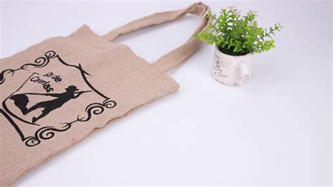 Wholesale Custom Logo Eco Friendly Natural Burlap Shopping Handbag Hemp